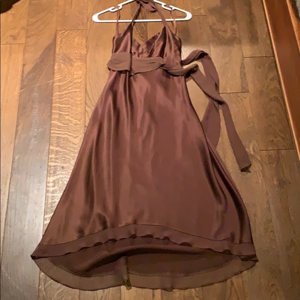 BCBG maxazira brown silk asymmetrical dress